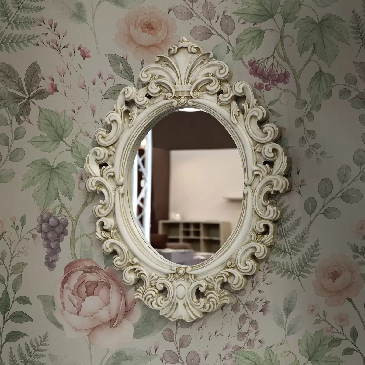 Bakgrund Pastellfärgad trädgård med rosor, ormbunkar och vindruvor a00867