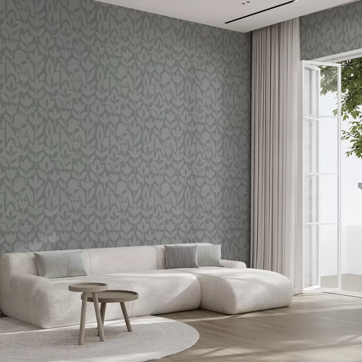 Bakgrund Geometriska blommiga silhuetter i skifferblått a00875