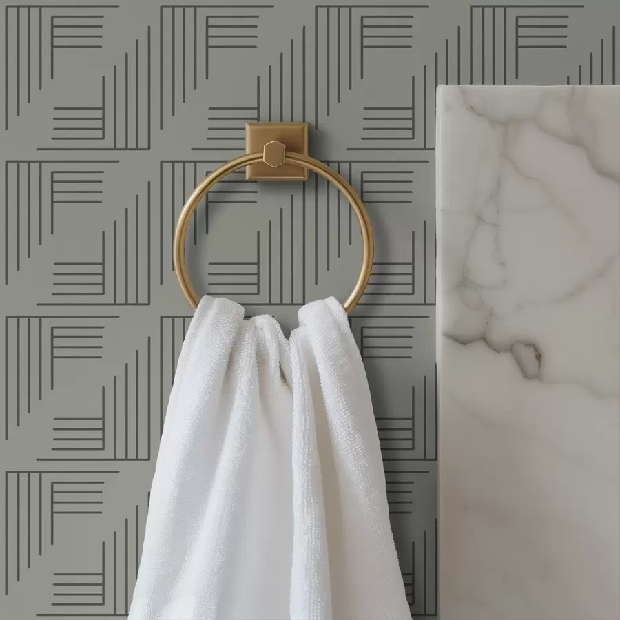 Fototapet Linjära hörnblock som bildar kvadrater i varmgrått a00907