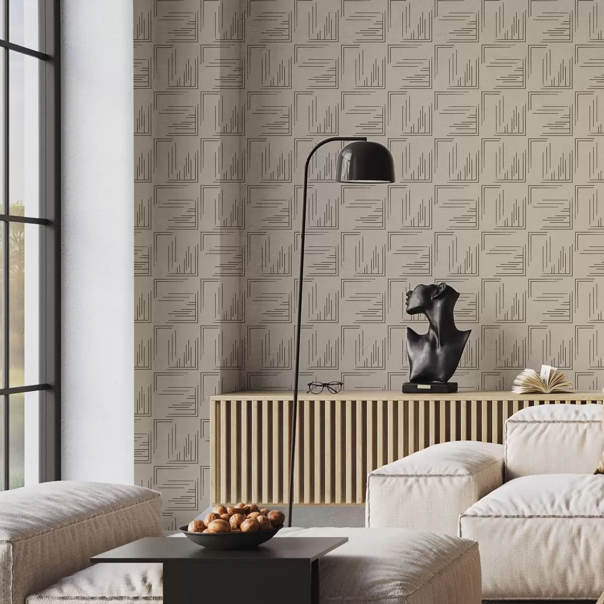 Bakgrund Stora kakaohörn med varierande linjefyllningar, sand a00913