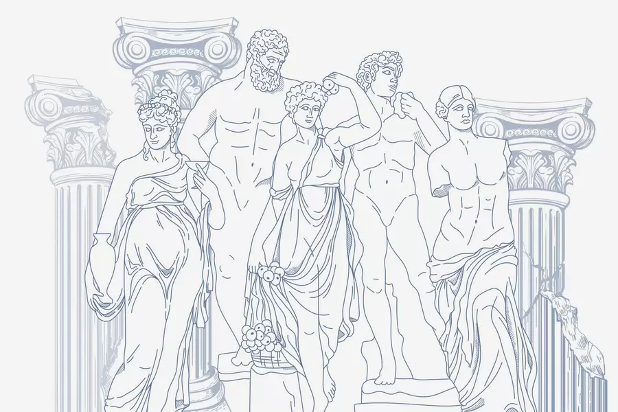 Fototapet Forntida människor och pelare w04865