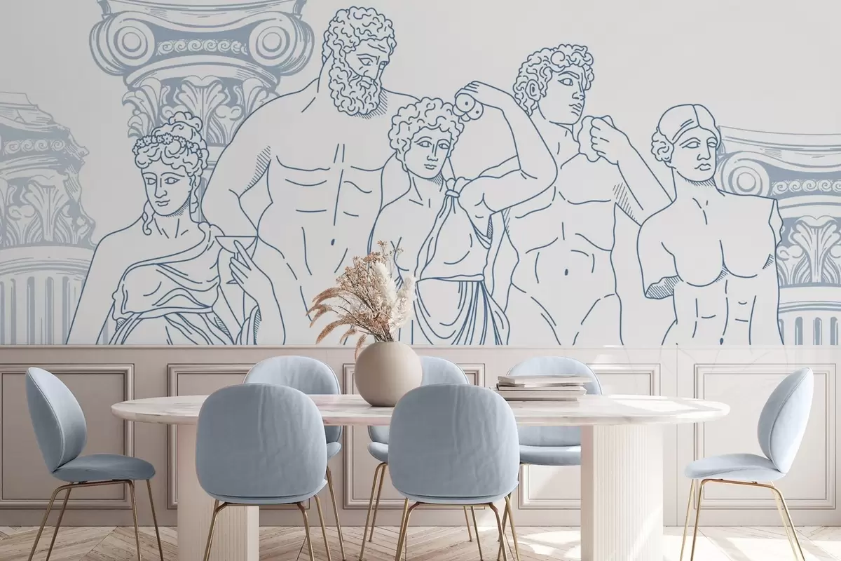 Fototapet Forntida människor och pelare w04865