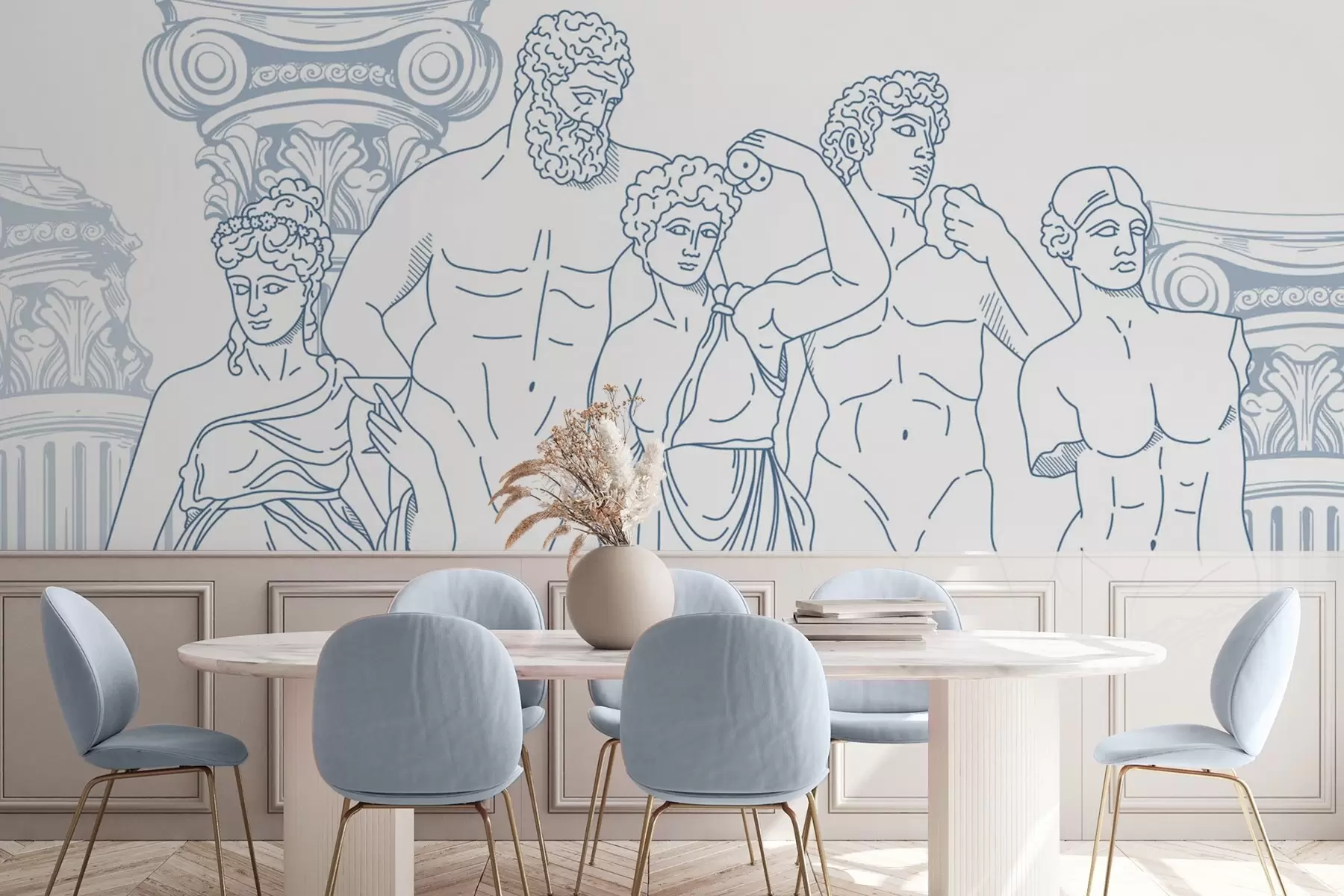 Fototapet Forntida människor och pelare w04865