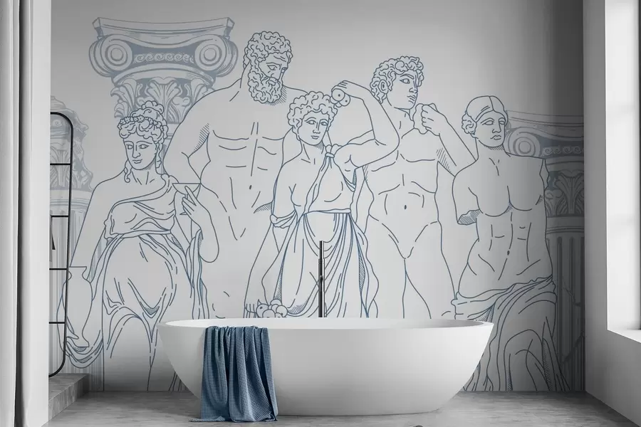 Fototapet Forntida människor och pelare w04865