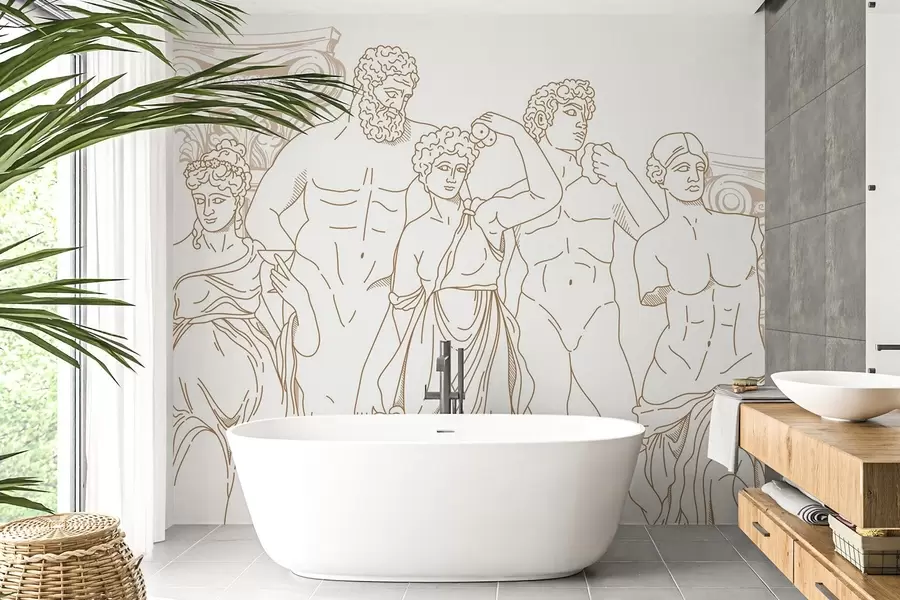 Fototapet Forntida människor och pelare w04865v1