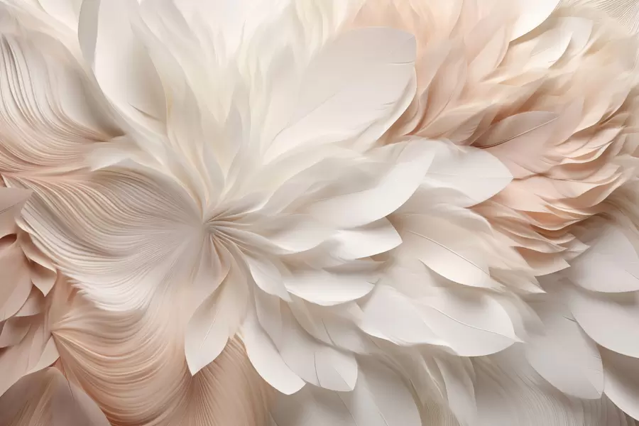 Fototapet Delikata abstrakta fjädrar i rörelse i beige och krämfärgade toner w09509