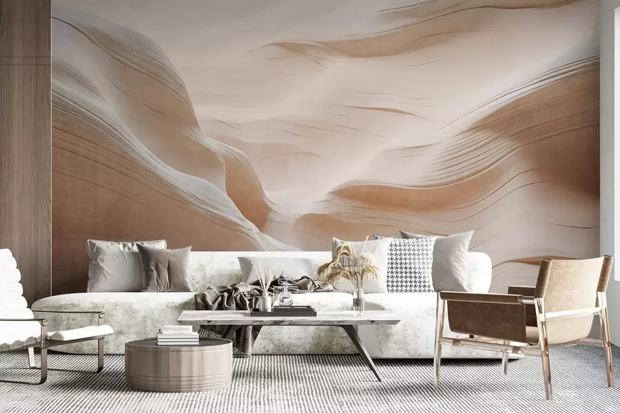 Fototapet Sandstenkanjon med texturerade väggar med mjuka, flytande kurvor och texturer, naturlig skönhet, minimalism w09533