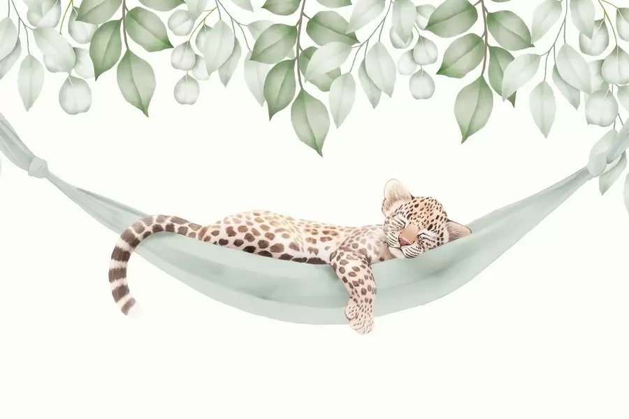 Fototapet Leopard som sover i en hängmatta w04881