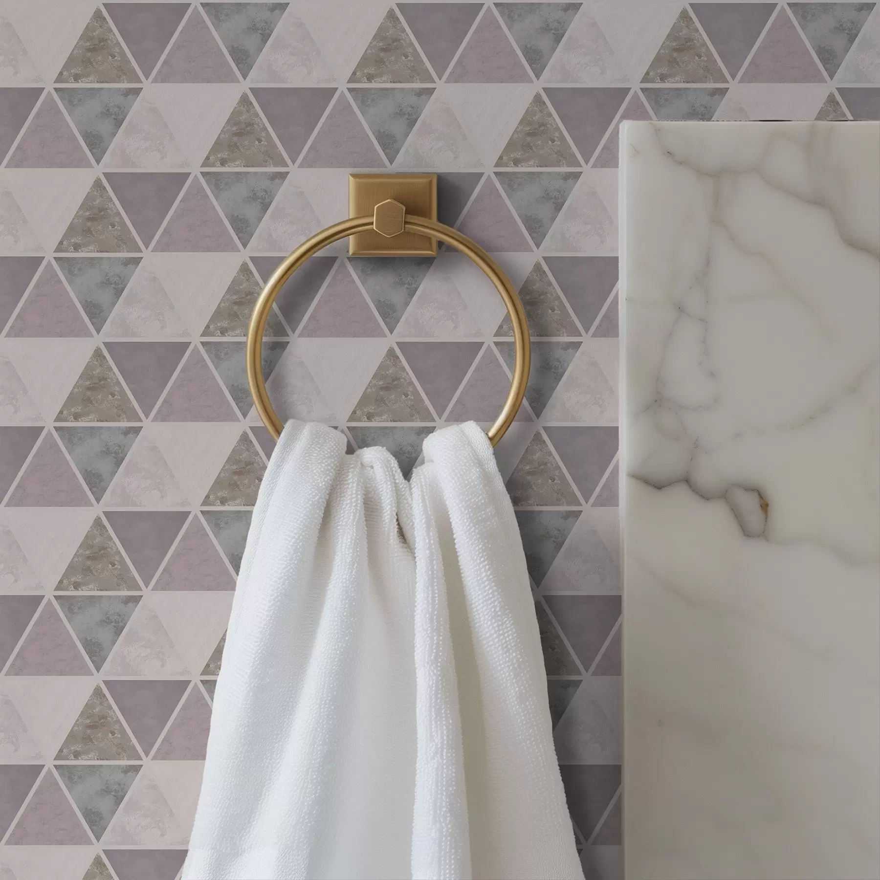Fototapet Trianglar med texturerade insatser, en lila-grå blandning a00917