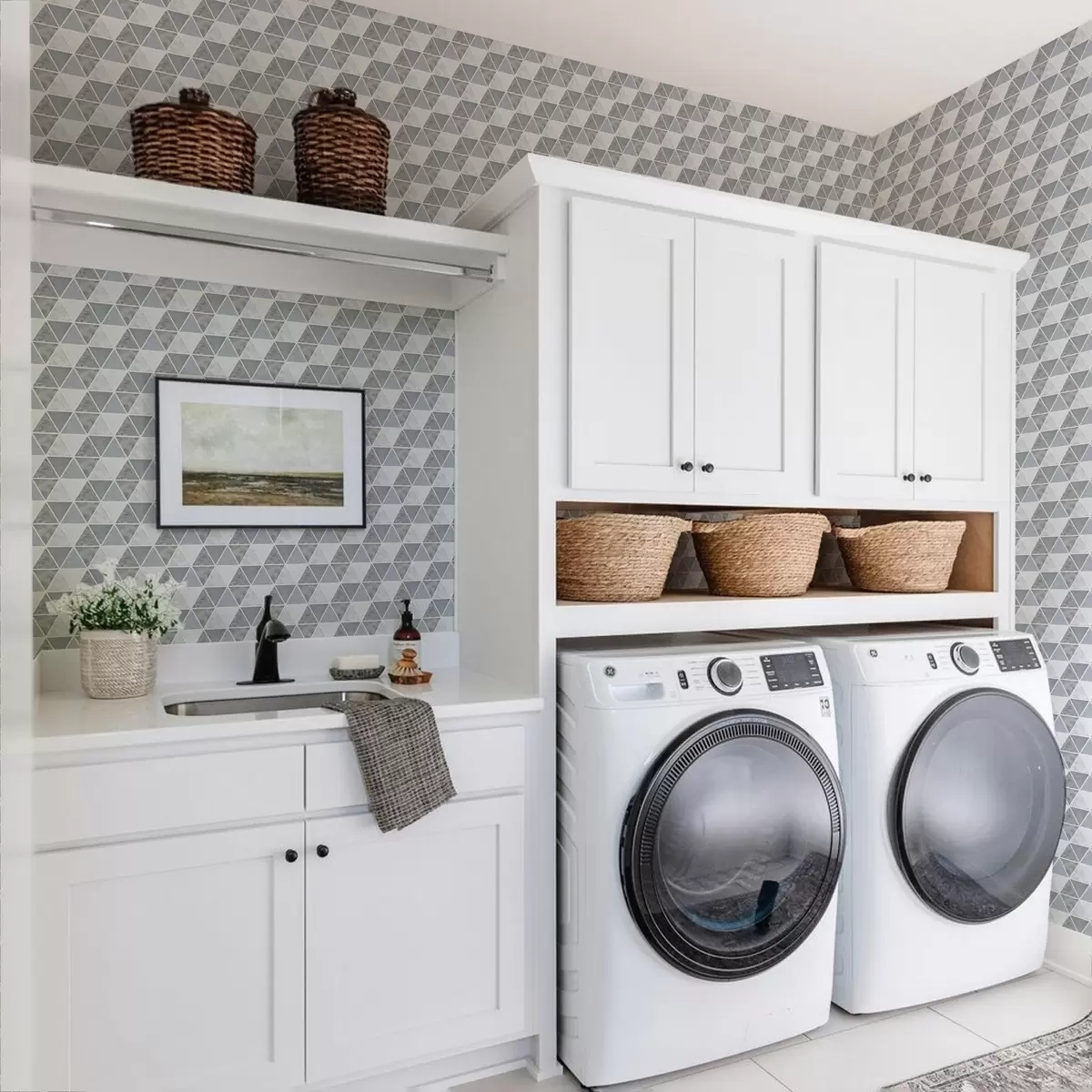 Bakgrund Triangelgeometri i svala blågrå toner a00917v1