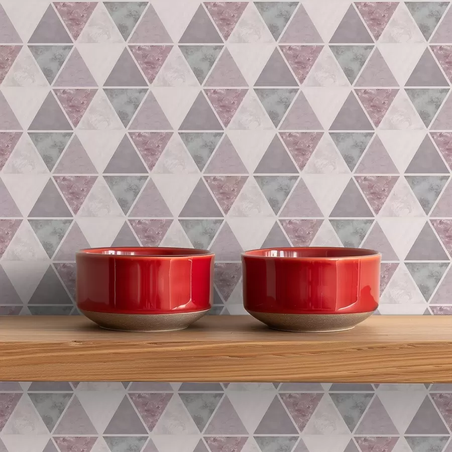 Fototapet Mjuka trianglar i grårosa och pudriga toner a00918