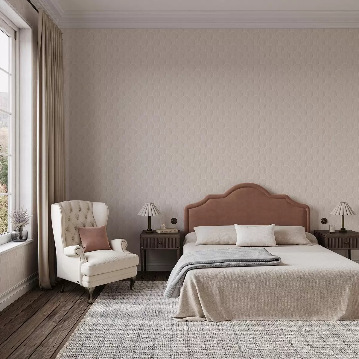 Bakgrund Små bågmoduler i varma krämbeige nyanser a00924