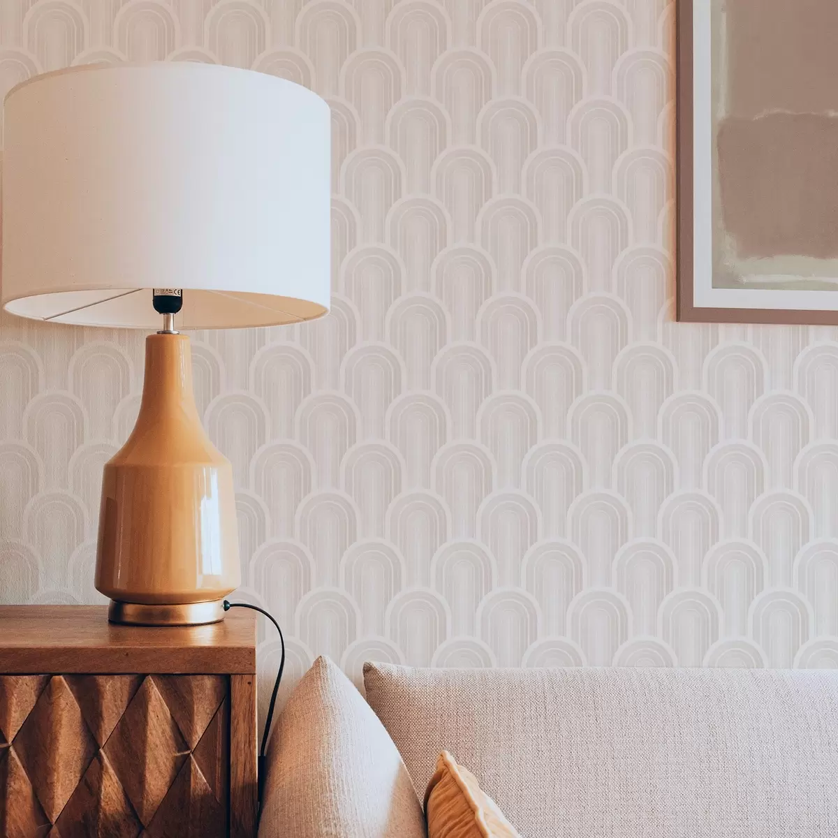 Bakgrund Små bågmoduler i varma krämbeige nyanser a00924