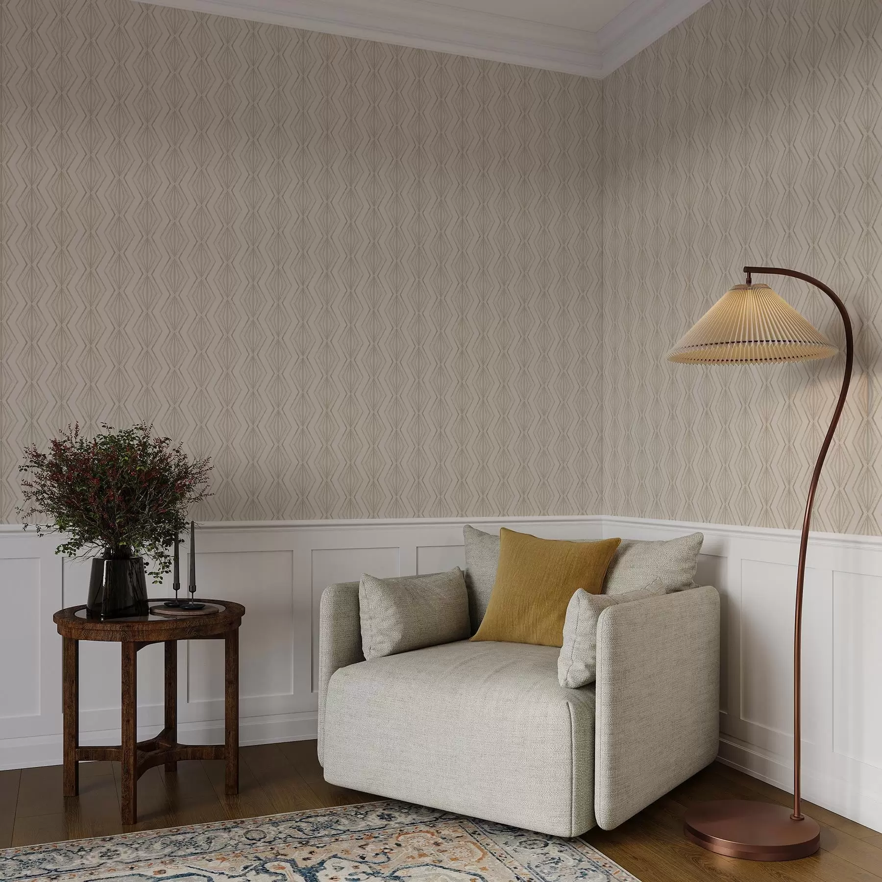 Fototapet Lätt diamantornament i lugna beige toner a00925v2