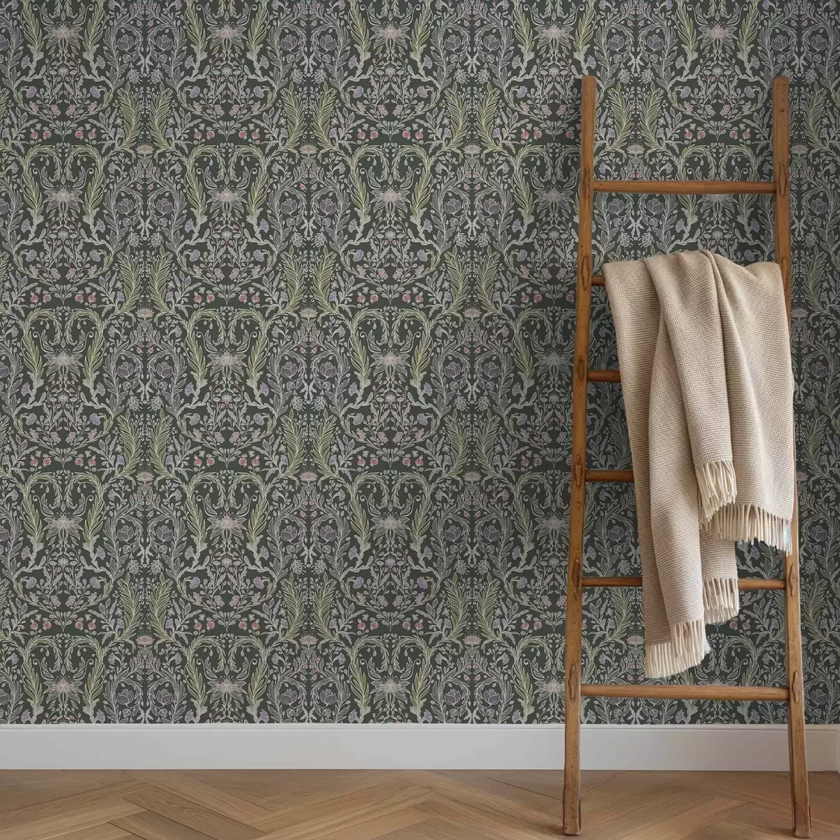 Bakgrund Symmetriskt blommönster på mörkgrön bakgrund a00928