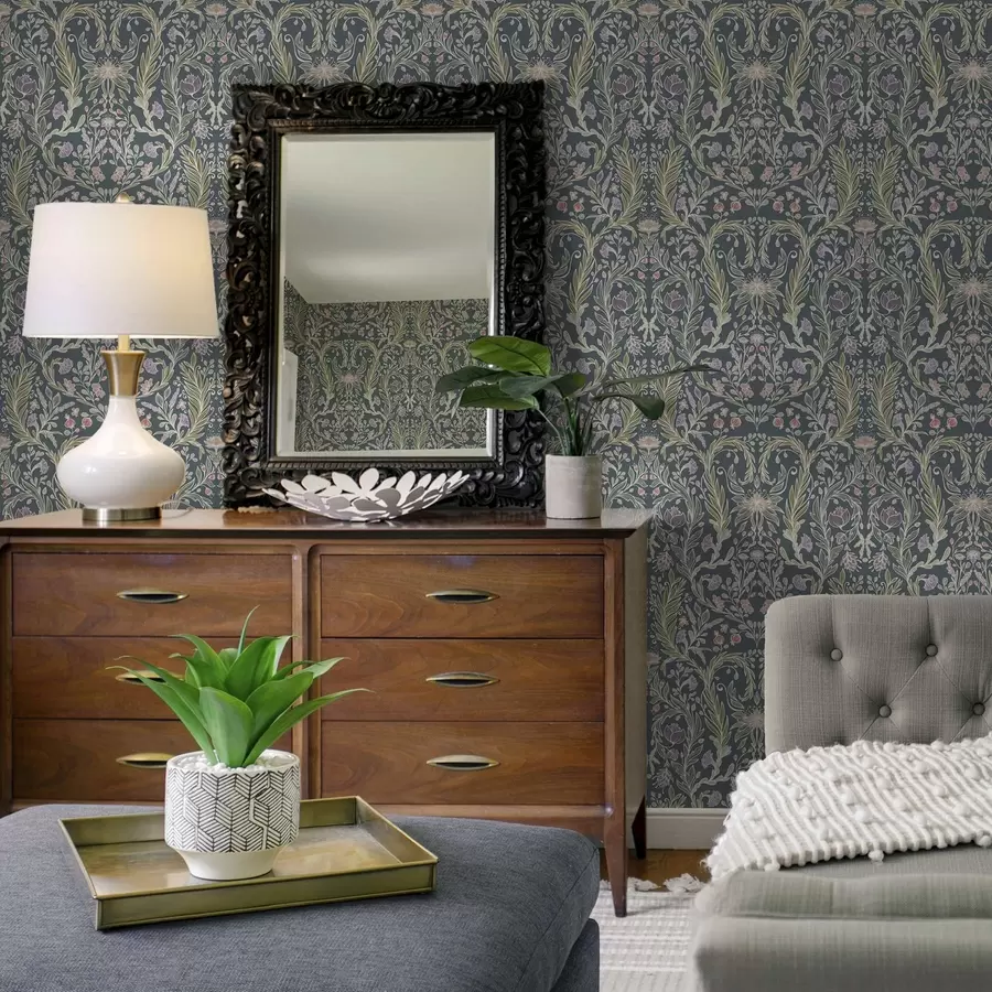 Fototapet Samma ornament på en sval gråblå bakgrund a00928v1