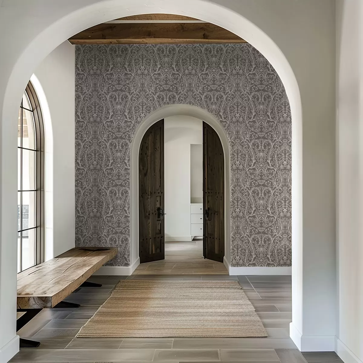 Bakgrund Monokromt botaniskt mönster på varmbrunt a00929v2