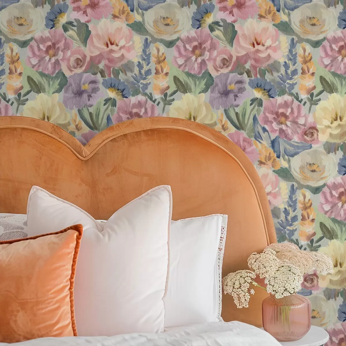 Bakgrund Pastellfärgade suddiga penselblommor, mjuk färgpalett a00954