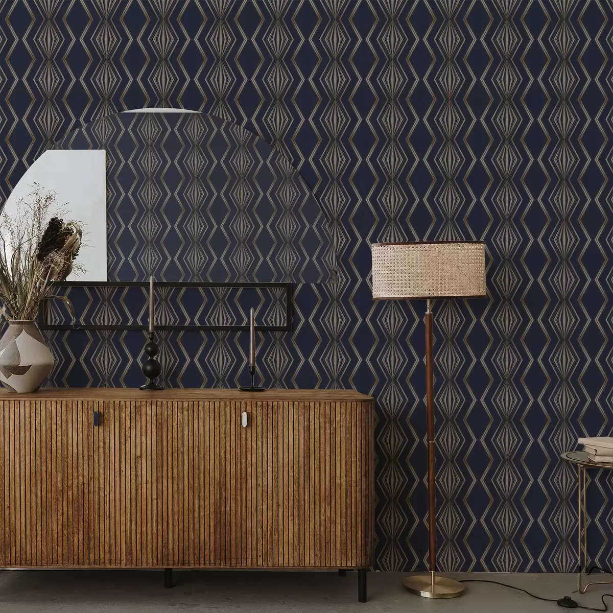 Bakgrund Mörkblå bakgrund med geometriska romber och sicksackmönster a00974v2