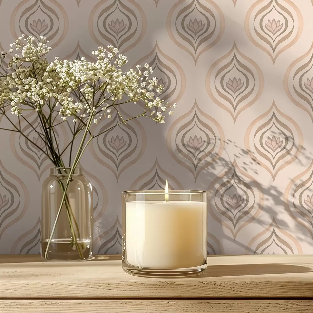 Bakgrund Pulverformiga droppmotiv med en blomma på en varm bakgrund a00977v2