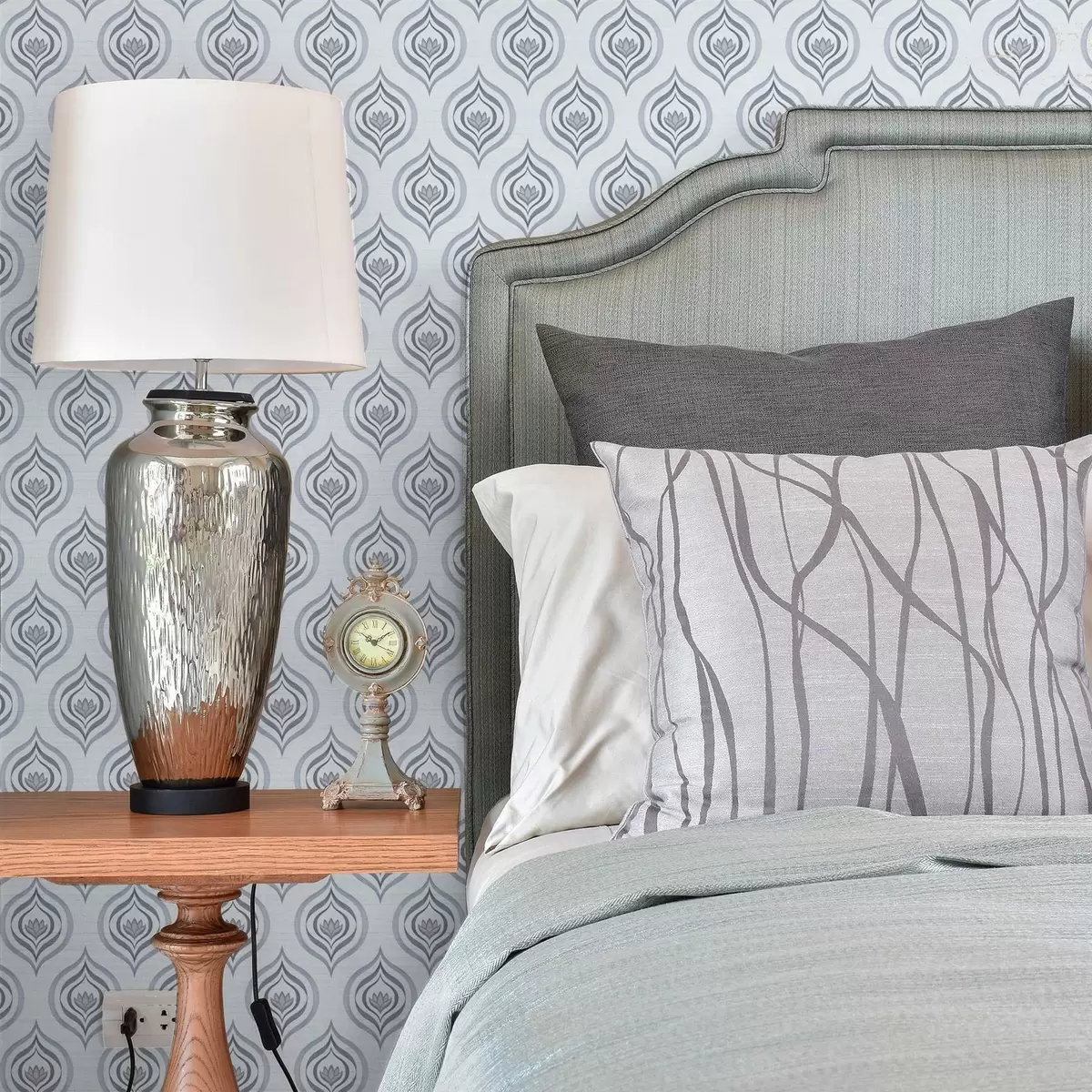 Bakgrund Cool droppmotiv med en blomma i gråblå toner a00977v3