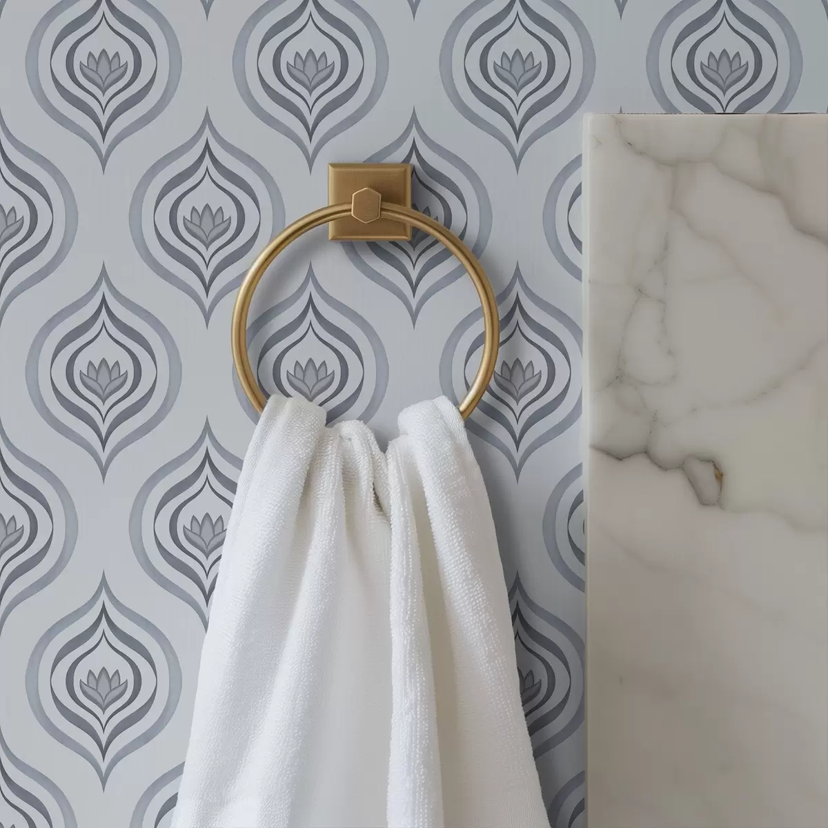 Bakgrund Cool droppmotiv med en blomma i gråblå toner a00977v3