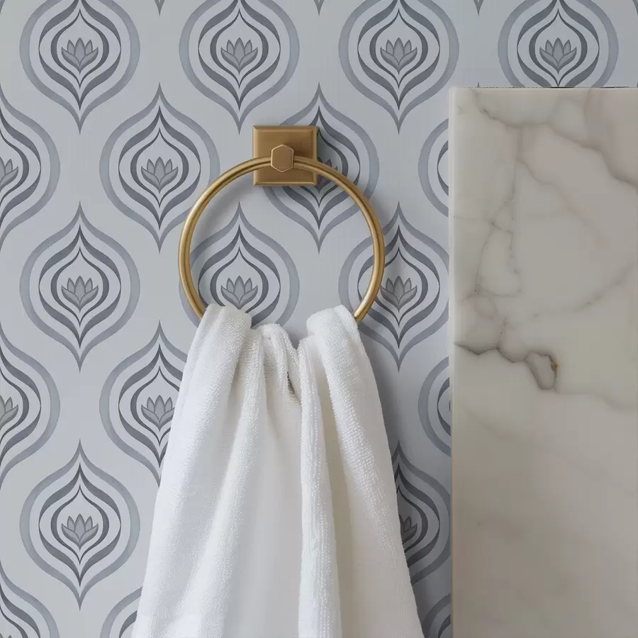 Fototapet Cool droppmotiv med en blomma i gråblå toner a00977v3