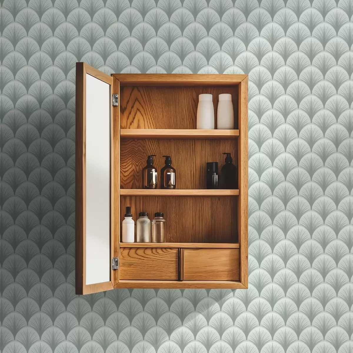 Bakgrund Mintfärgade fläktbågar med strålar på en mjuk grönaktig bakgrund a00978v2