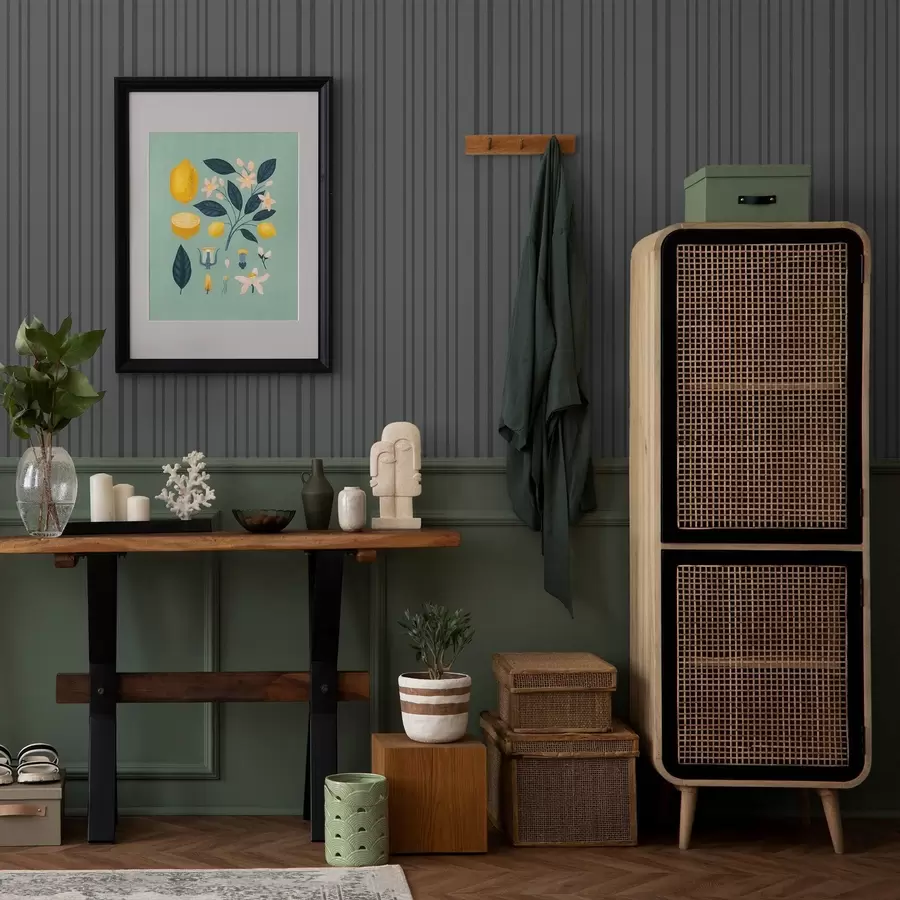 Fototapet Mörkgrå bakgrund med vertikala texturerade ränder a00979v1