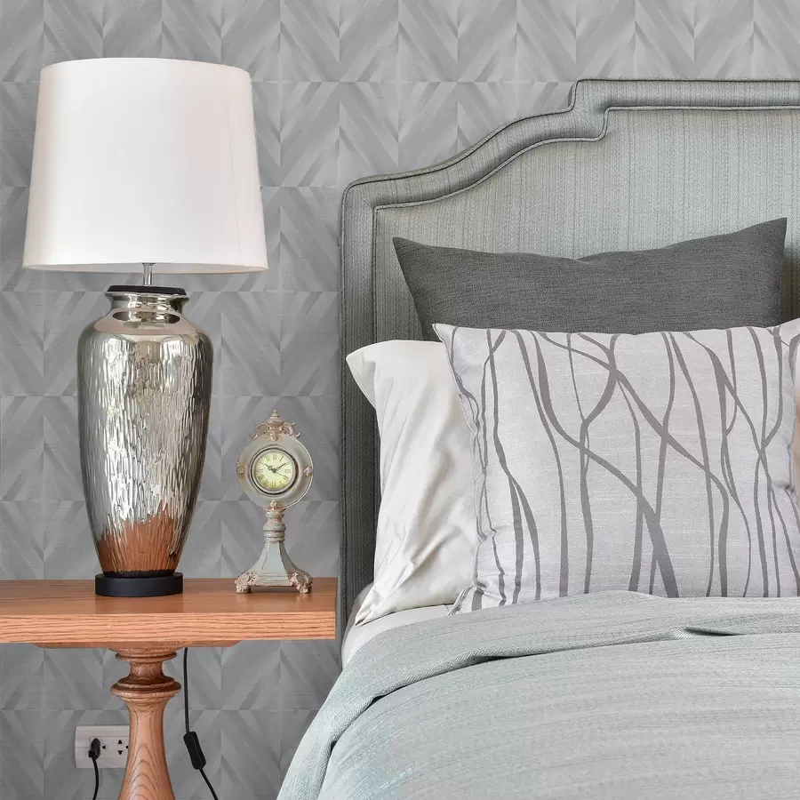 Fototapet Geometri av vinklade streck i en sval gråblå palett a00983v2