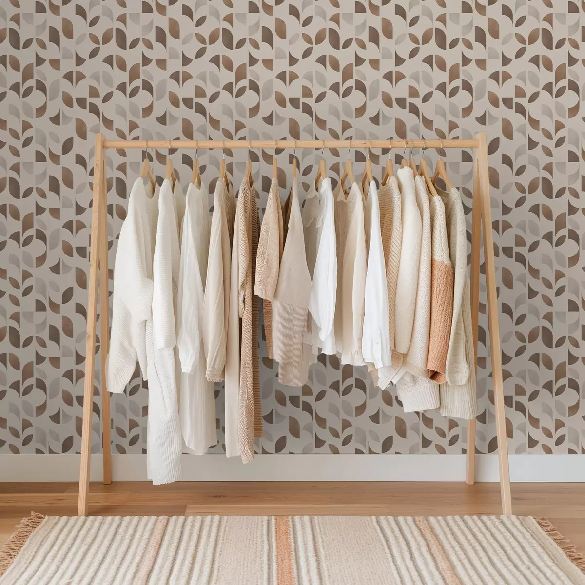 Bakgrund Rytm av halvcirklar och blad i varma karamellbruna toner a00986v1