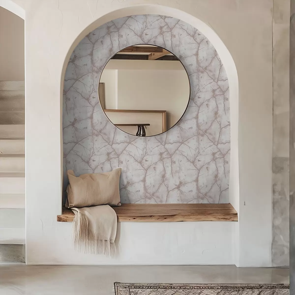 Bakgrund Lätt betong med ett spetsmönster av rosa sprickor och fläckar a00987