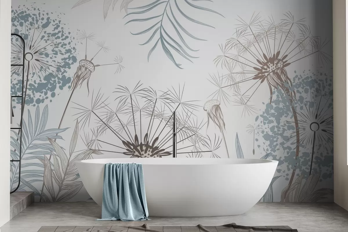 Fototapet Maskrosor bland lövverket w04942