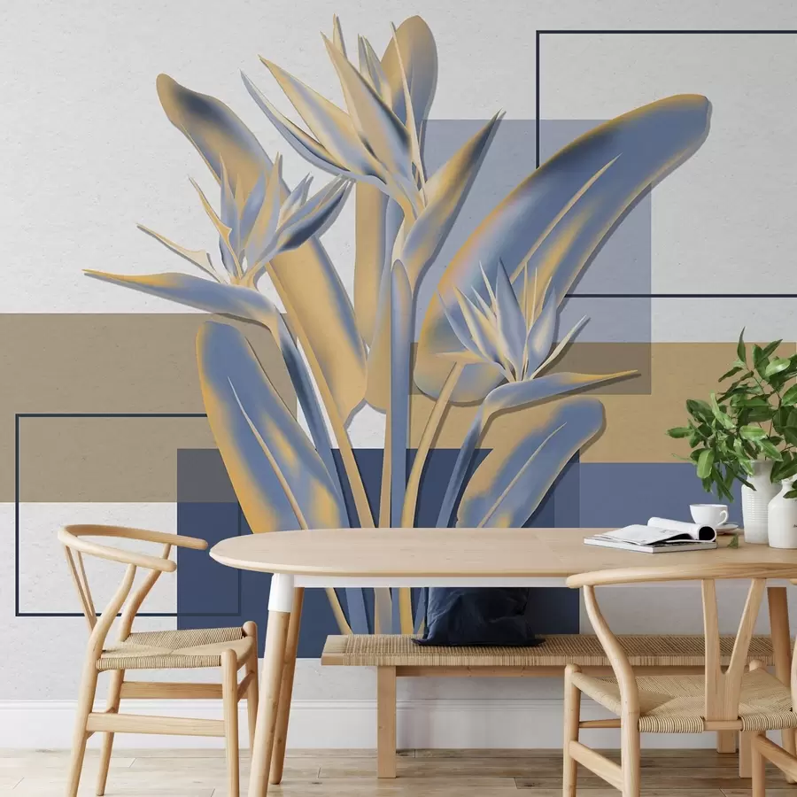 Fototapet Strelitzia och geometria w04949v1