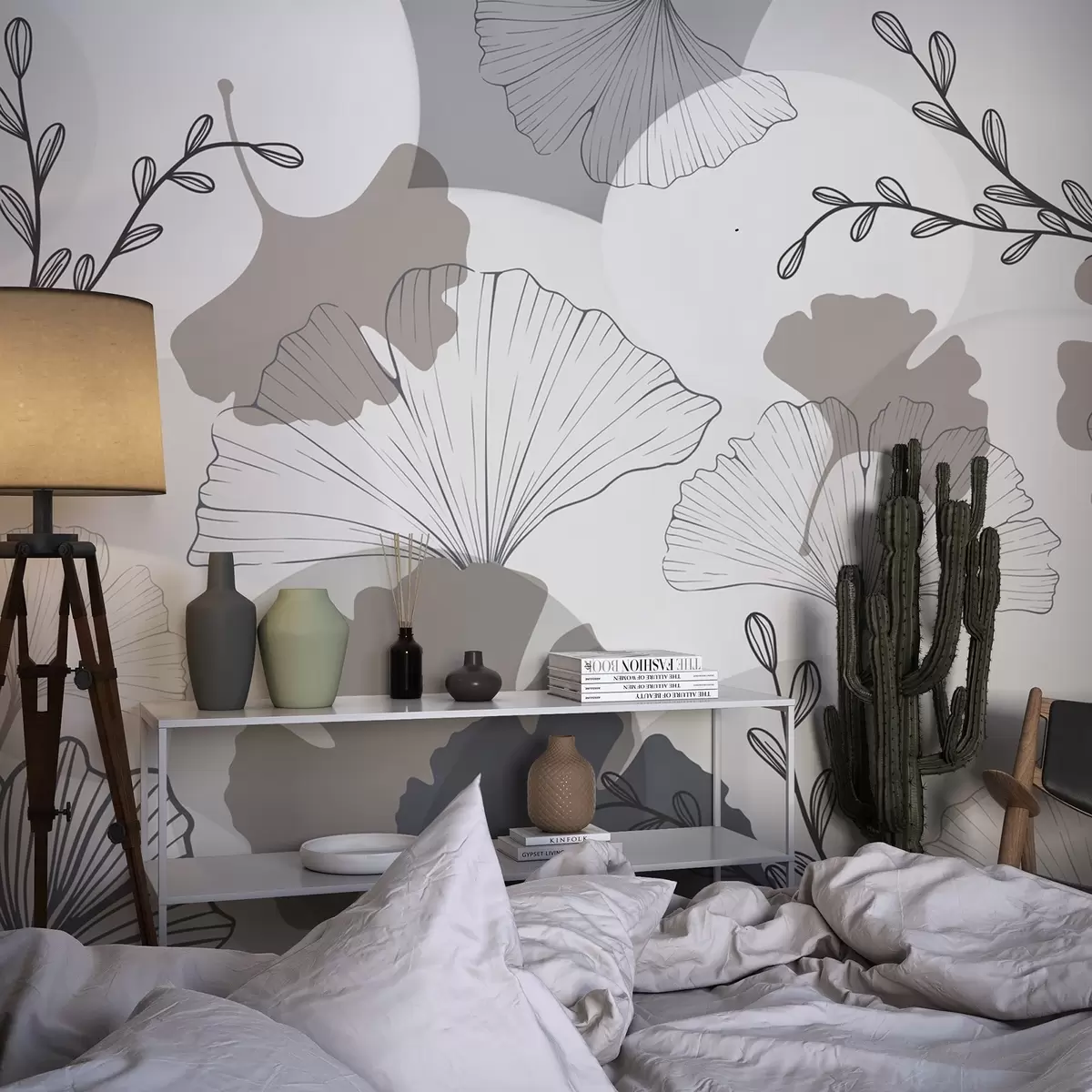 Fototapet Minimalistiska ginkgoblad w04913