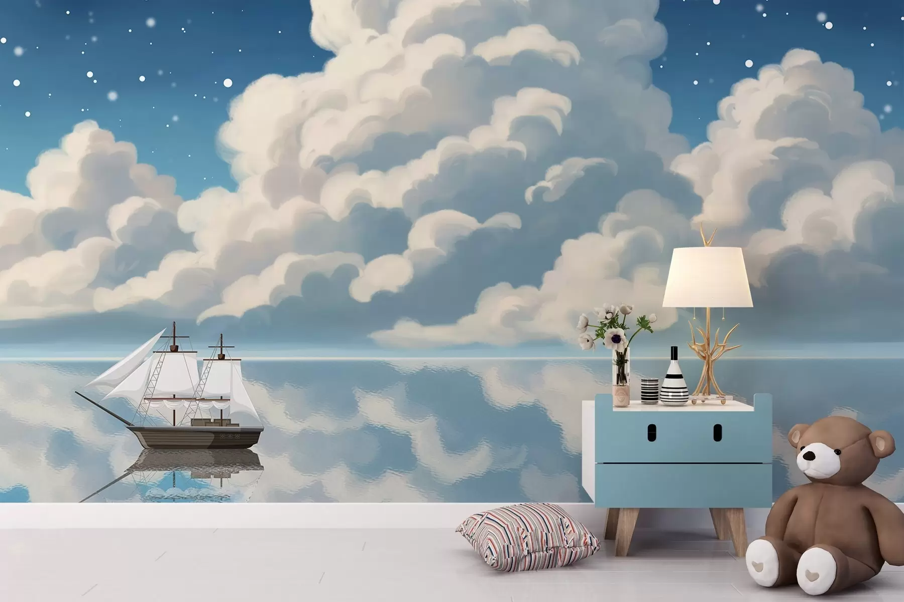 Fototapet Tjocka moln över vattnet w04996