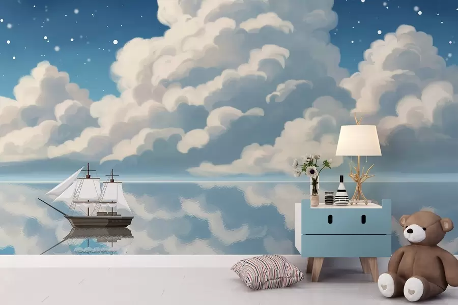 Fototapet Tjocka moln över vattnet w04996