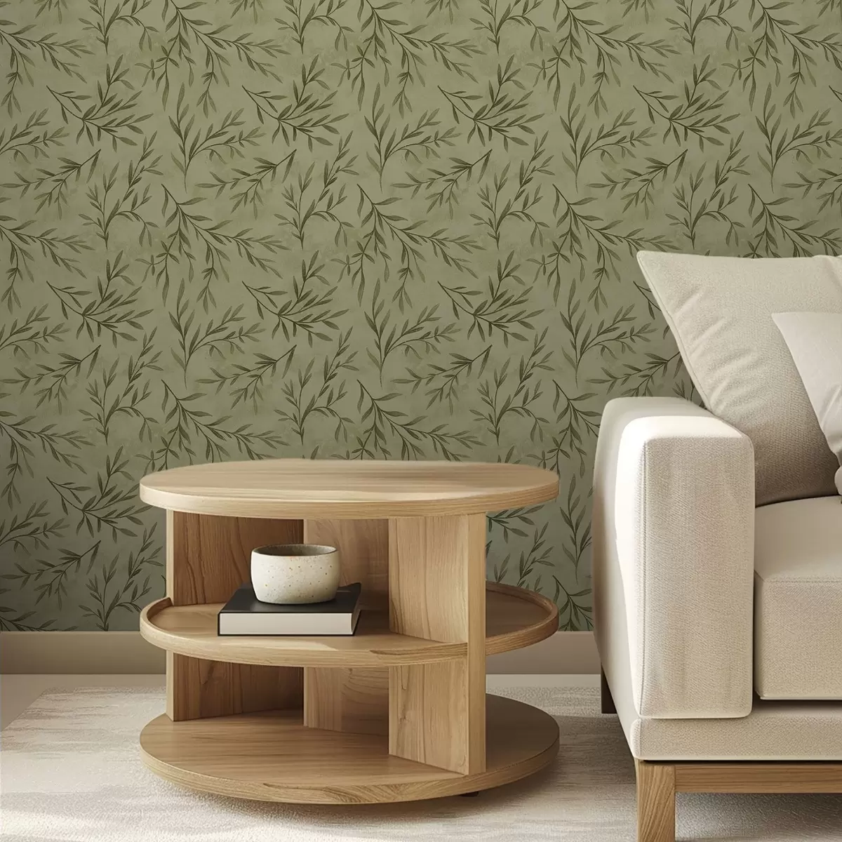 Bakgrund Olivkvistar på en dämpad gulgrön texturerad bakgrund a00936