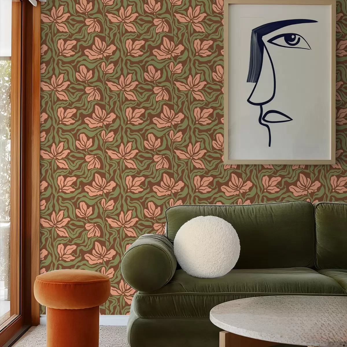 Bakgrund Persikablommor och grönska på en djupbrun bakgrund a00958v2