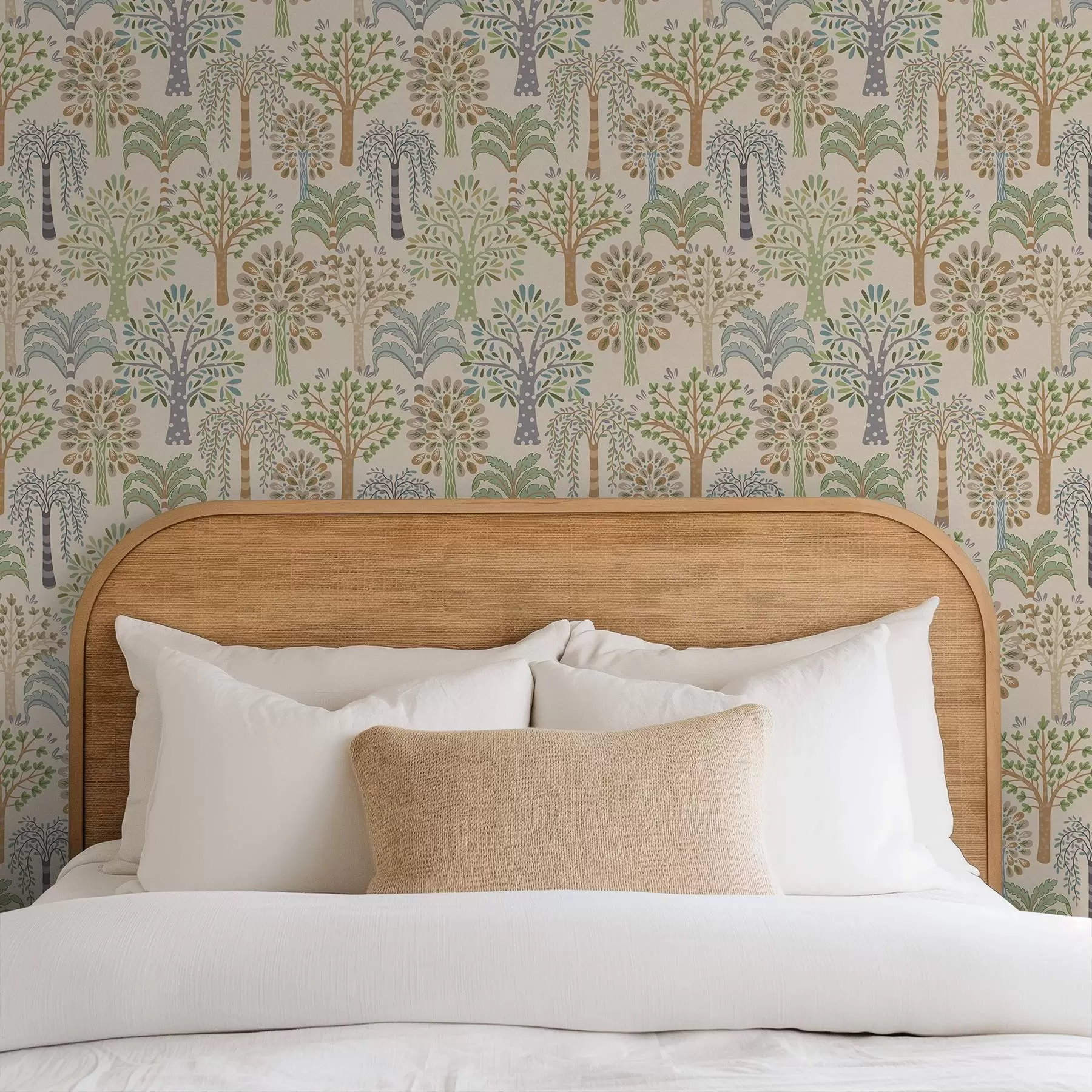 Fototapet Dekorativa träd i en mjuk naturlig färgskala a00960