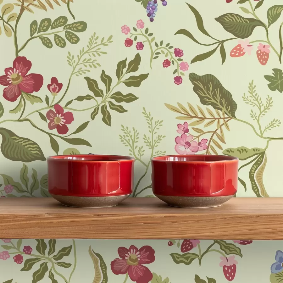 Fototapet Blommande trädgård med bär, druvor och vildblommor a00961