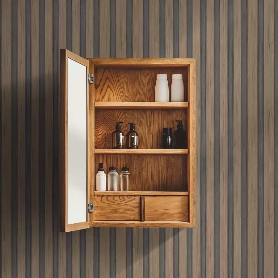 Fototapet Vertikala träribbor med mörkgrå insatser a00991