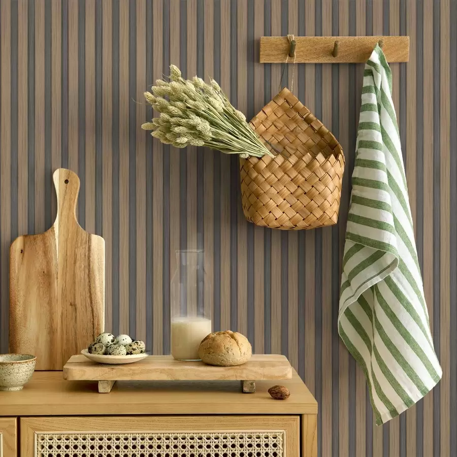 Fototapet Vertikala trä- och grå lameller med kontrasterande rytm a00992