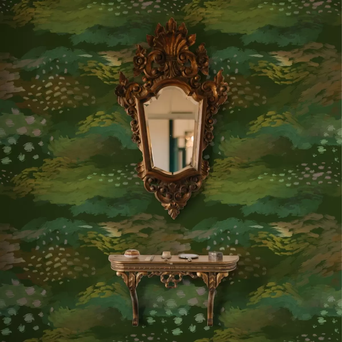 Bakgrund Rik grön abstraktion med energiska penseldrag a00999v3