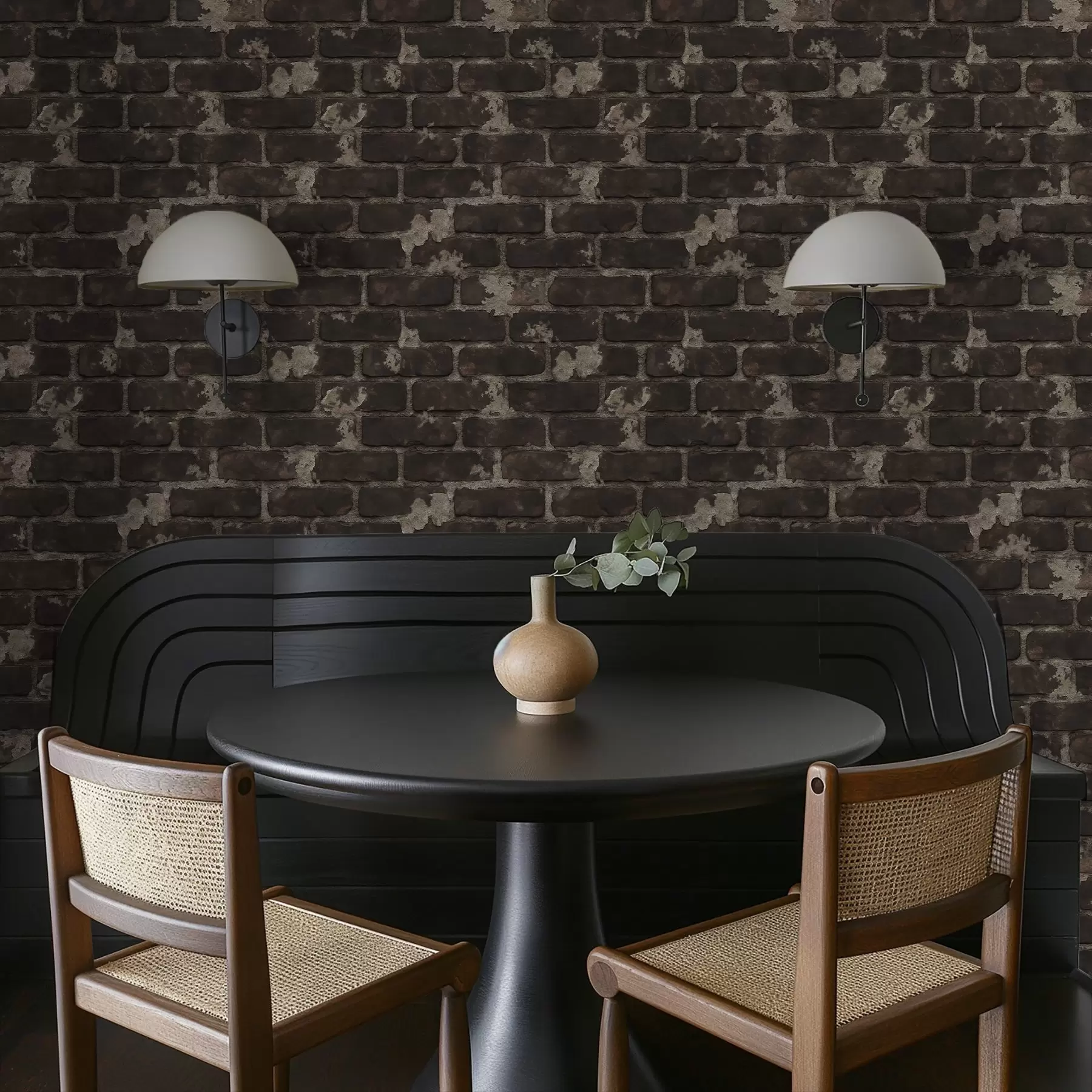 Fototapet Mörk gammal tegelvägg med slitna fläckar a01030