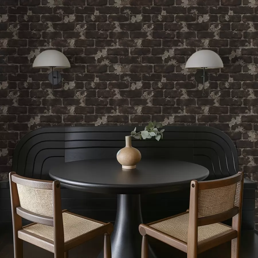 Fototapet Mörk gammal tegelvägg med slitna fläckar a01030