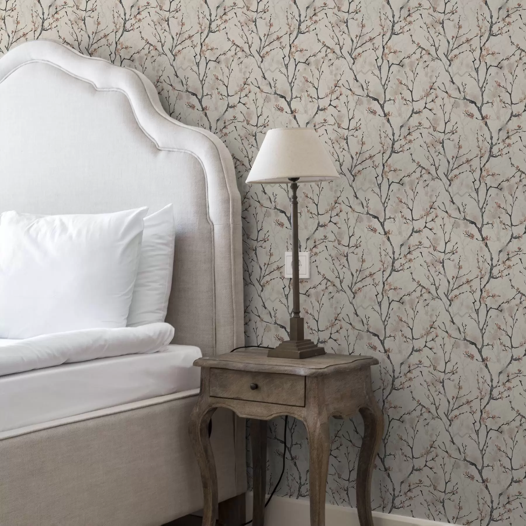 Fototapet Akvarellmålade sakura-grenar på ljus bakgrund a01033