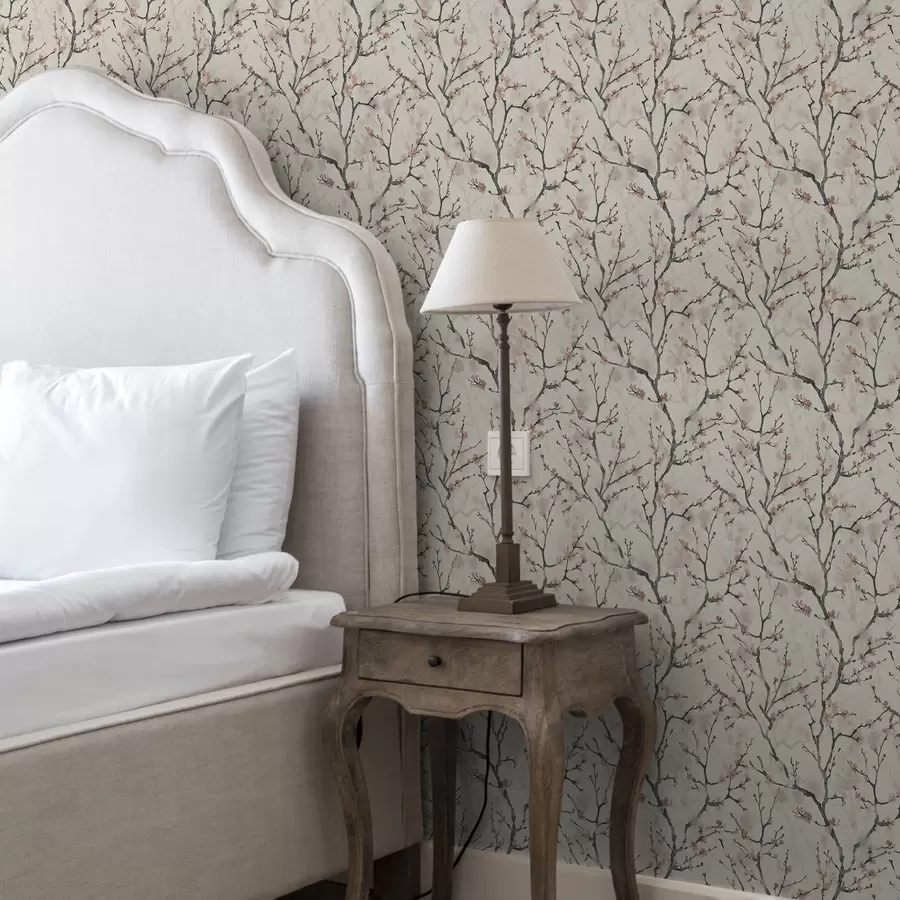 Fototapet Akvarellmålade sakura-grenar på ljus bakgrund a01033