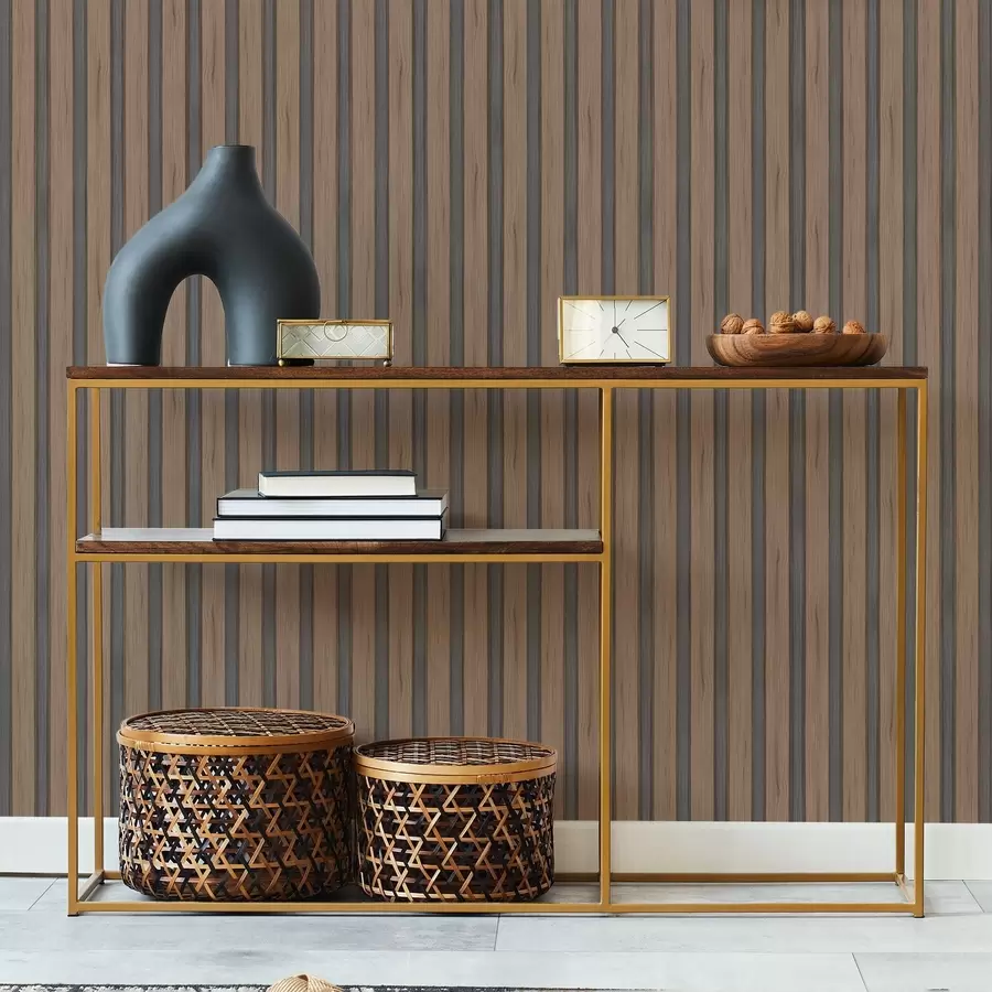 Fototapet Vertikala träribbor med mörka insatser a01054