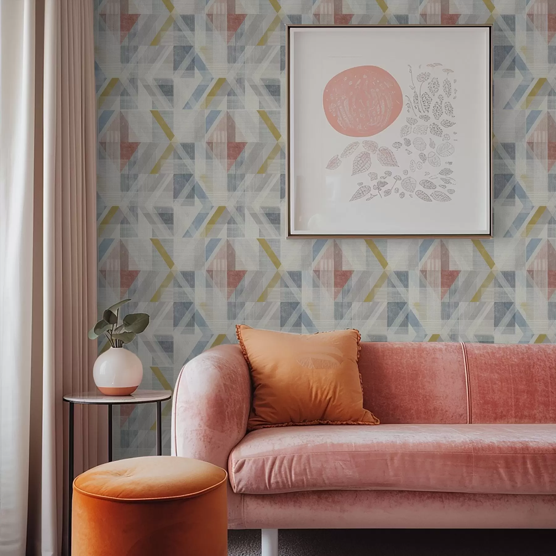 Fototapet Geometrisk design med en röd diamant i mitten a01055